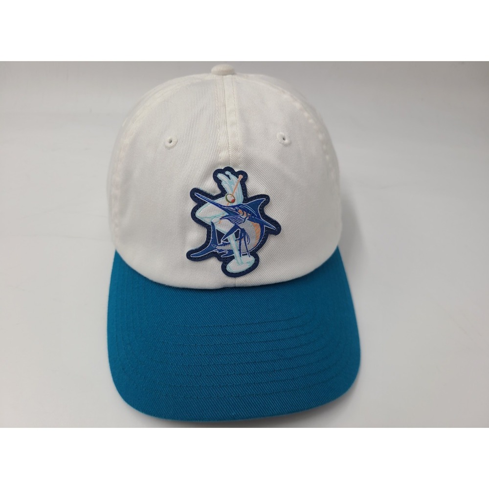 Columbia PFG Marlin‎ Martini Glass Strapback Adjustable Hat Cap Fish White Blue